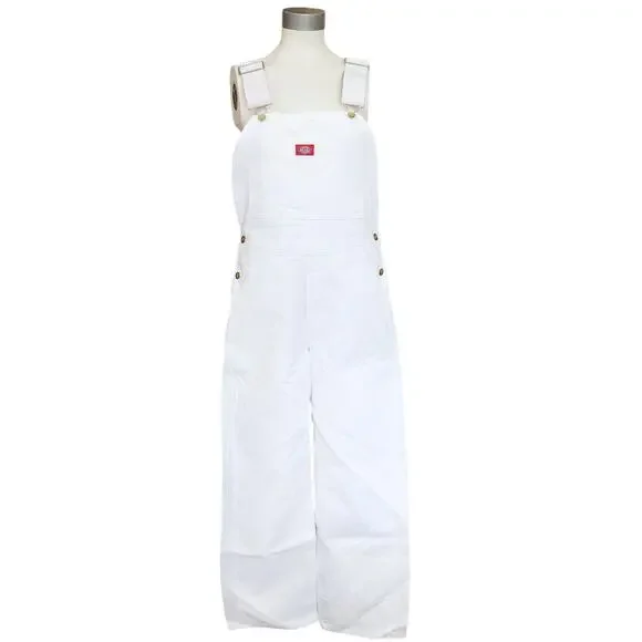 DICKIES Traditional Fit white classic denim Painters Bib Overalls Sz 30 x 30 NEW - Picture 1 of 7